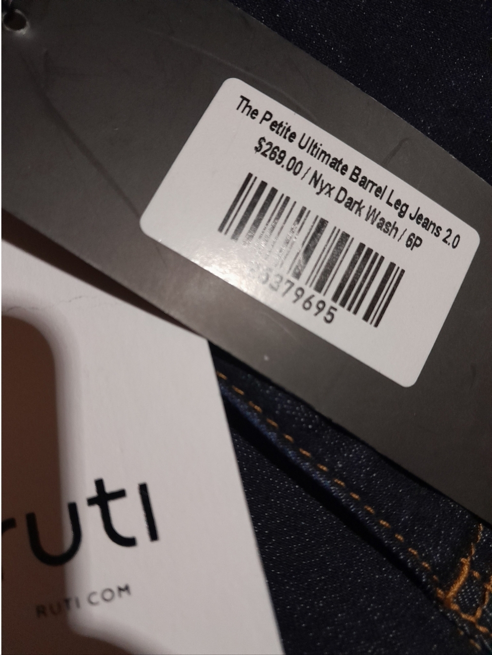 Ruti Petite Ultimate Barrel Leg Jeans 2.0 Nyx Dark Wash Sz 6P - Picture 6 of 10